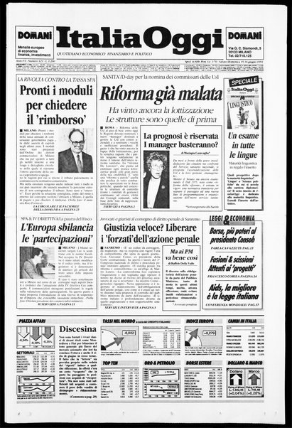 Italia oggi : quotidiano di economia finanza e politica